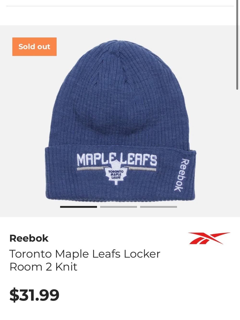 Brand New Reebok Maple Leafs Beanie